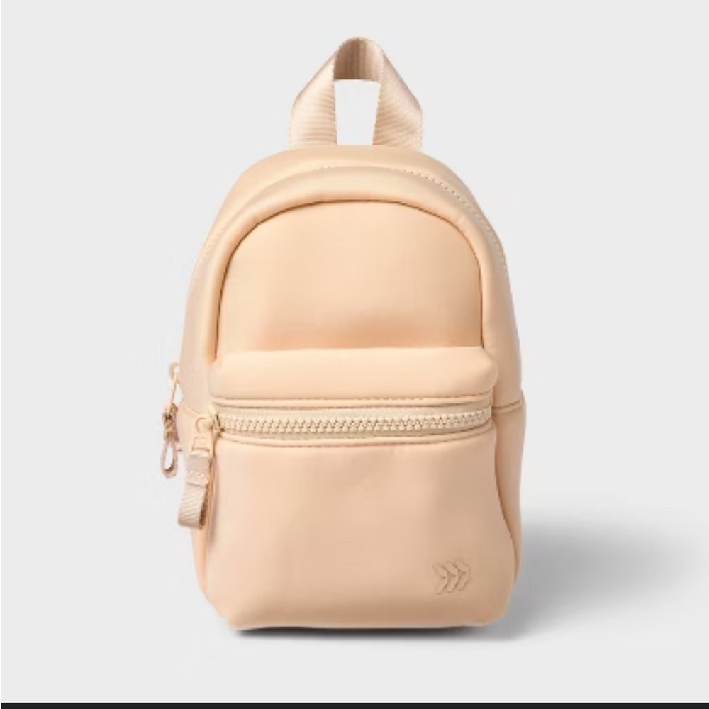 ALL IN MOTION FAUX NEOPRENE BACKPACK MINIMALIST BEIGE COLOR